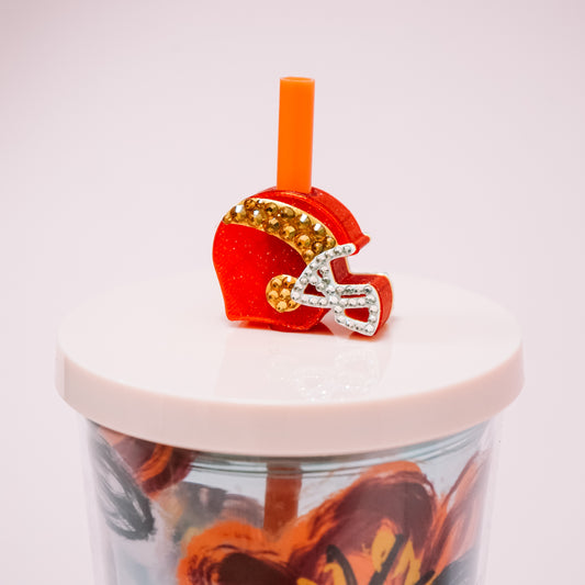 Football Helmet Straw Charm