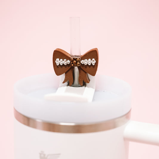 Football Bow Straw Charm