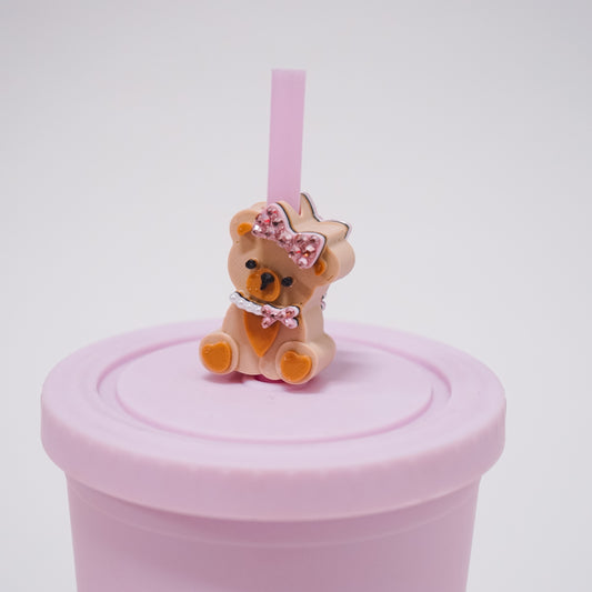 Pearl Teddy Bear Straw Charm