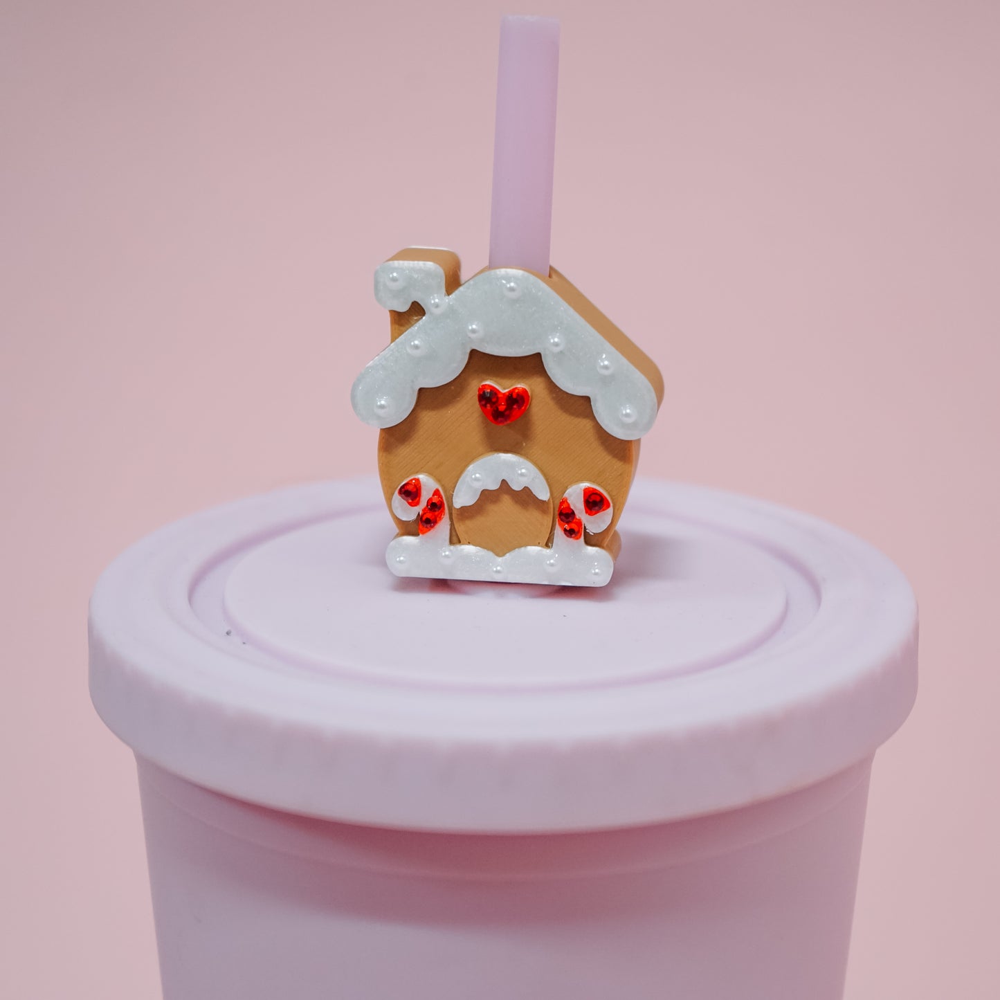 Gingerbread House Straw Charm