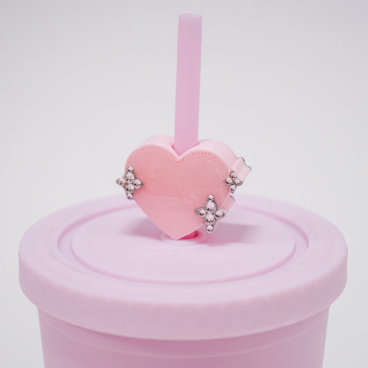 Sparkle Heart Straw Charm