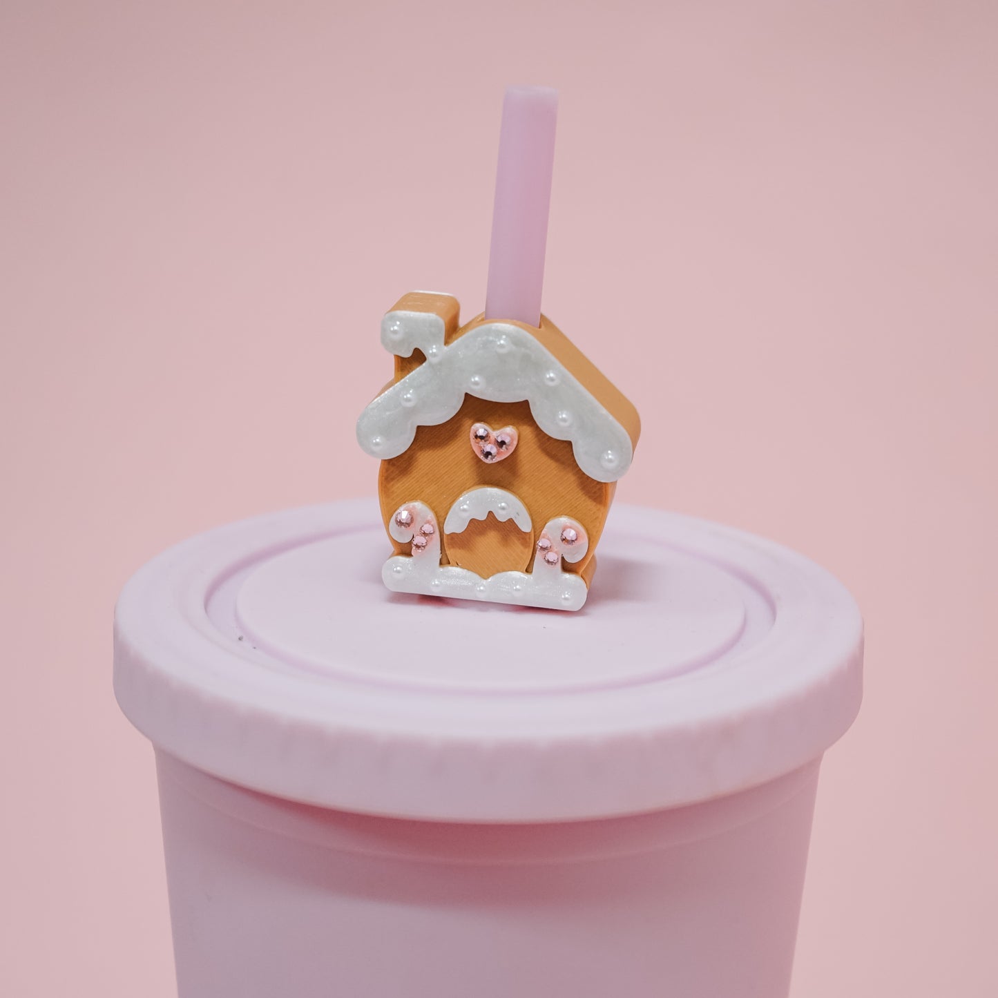 Gingerbread House Straw Charm