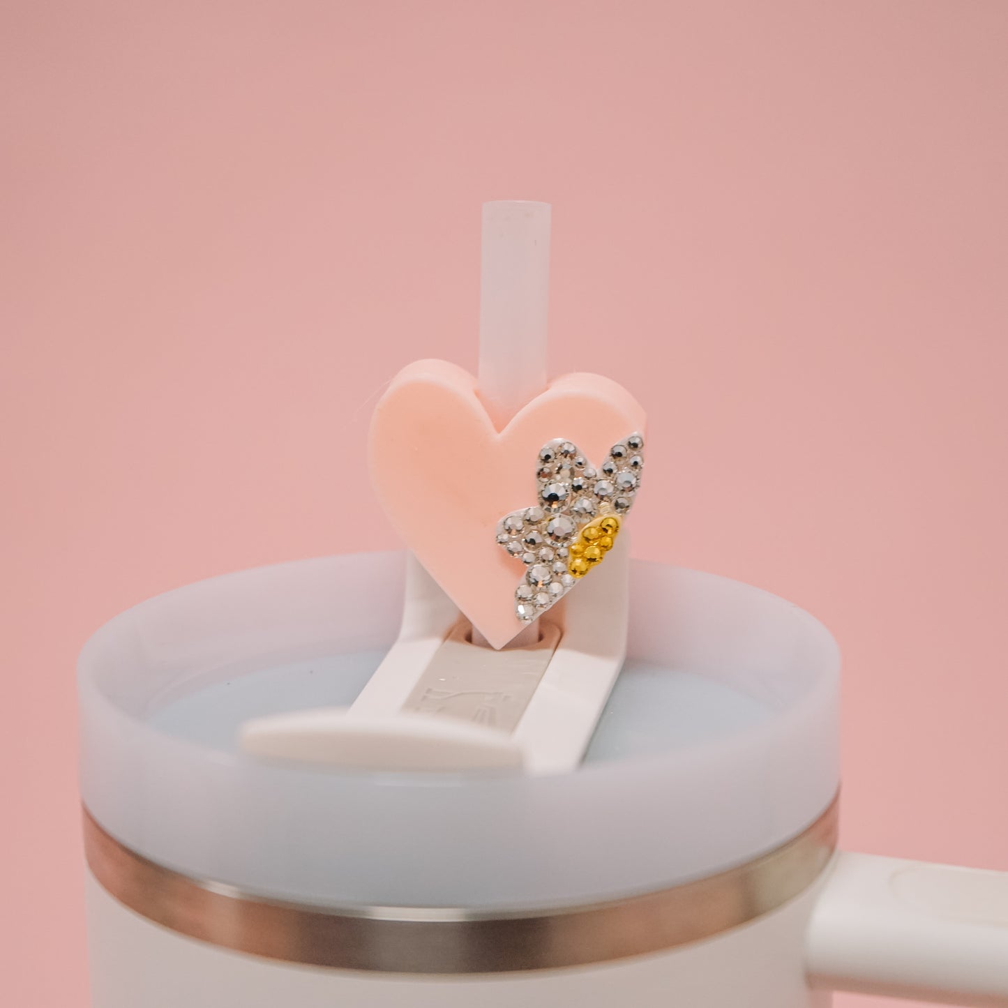 Floral Heart Straw Charm