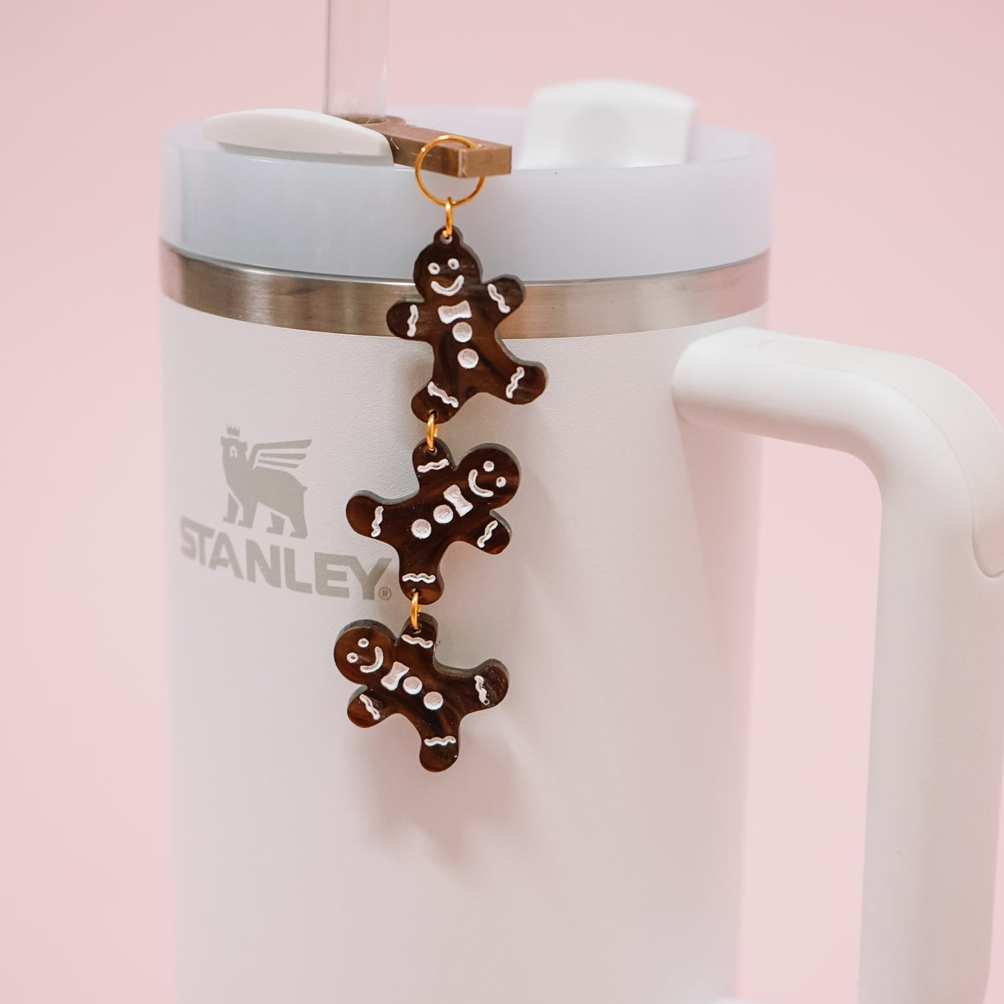 Gingerbread Charmed Straw Dangle