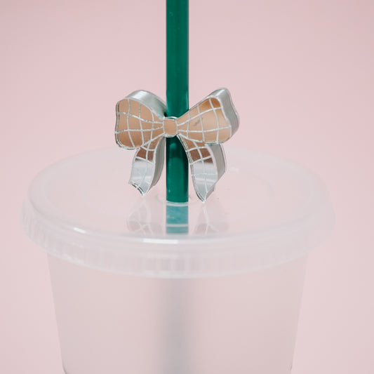 Disco Bow Straw Charm