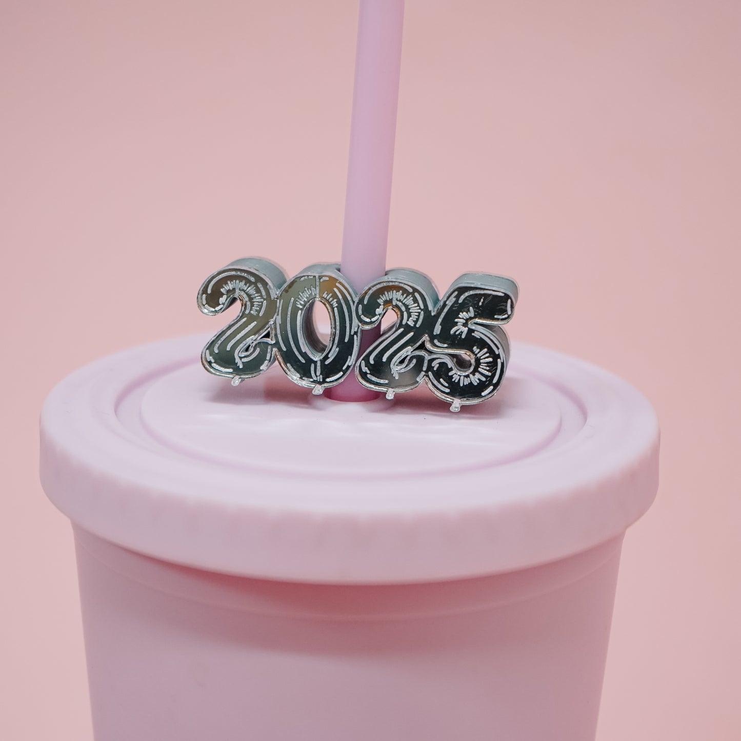 Mylar 2025 Balloon Straw Charm