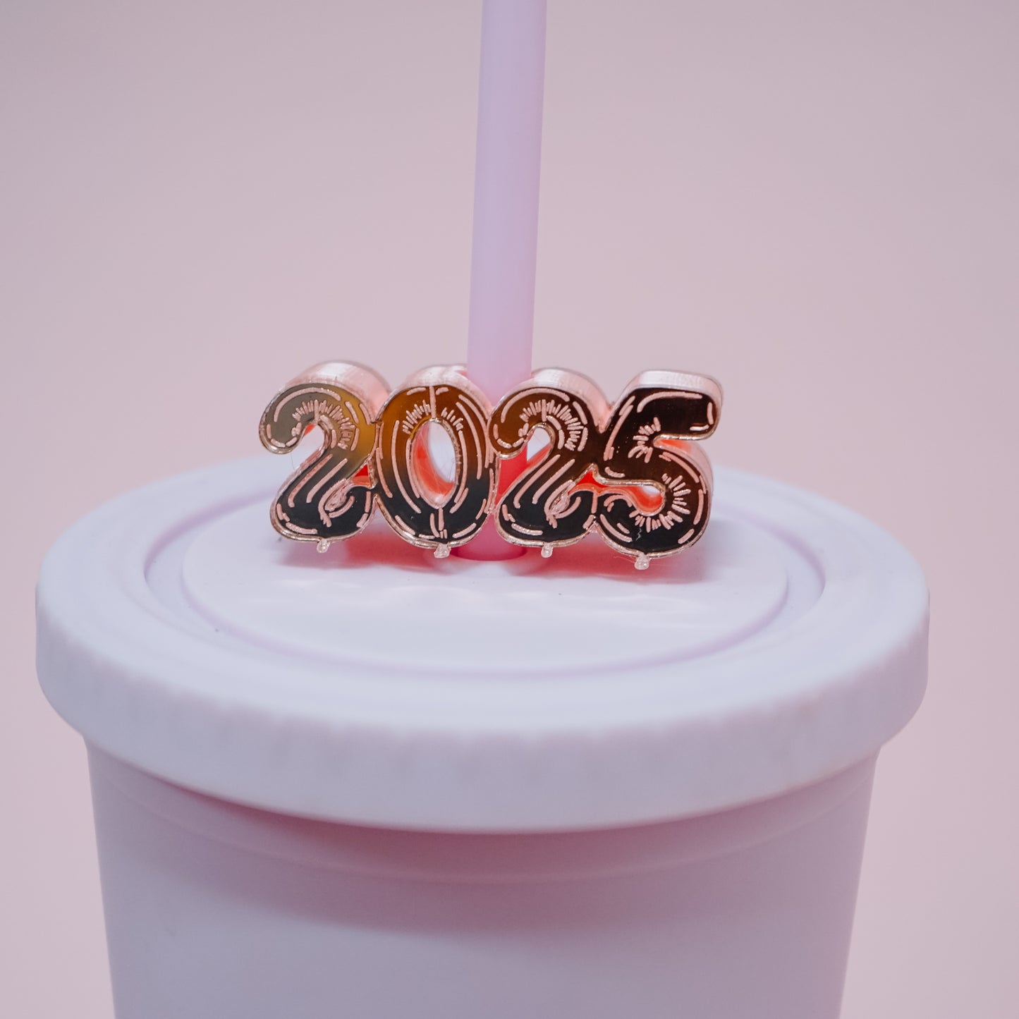 Mylar 2025 Balloon Straw Charm