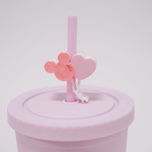 Ears Heart Balloons Straw Charm