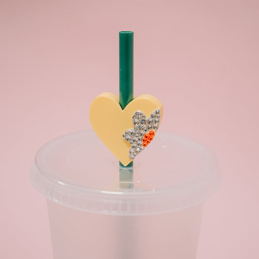 Floral Heart Straw Charm
