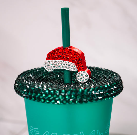 Santa Hat Straw Charm